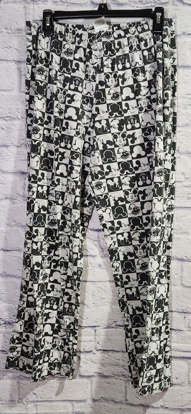 Disney Black White Mickey Mouse Print Pull On Sleep Pants 11 13 Juniors Stretch